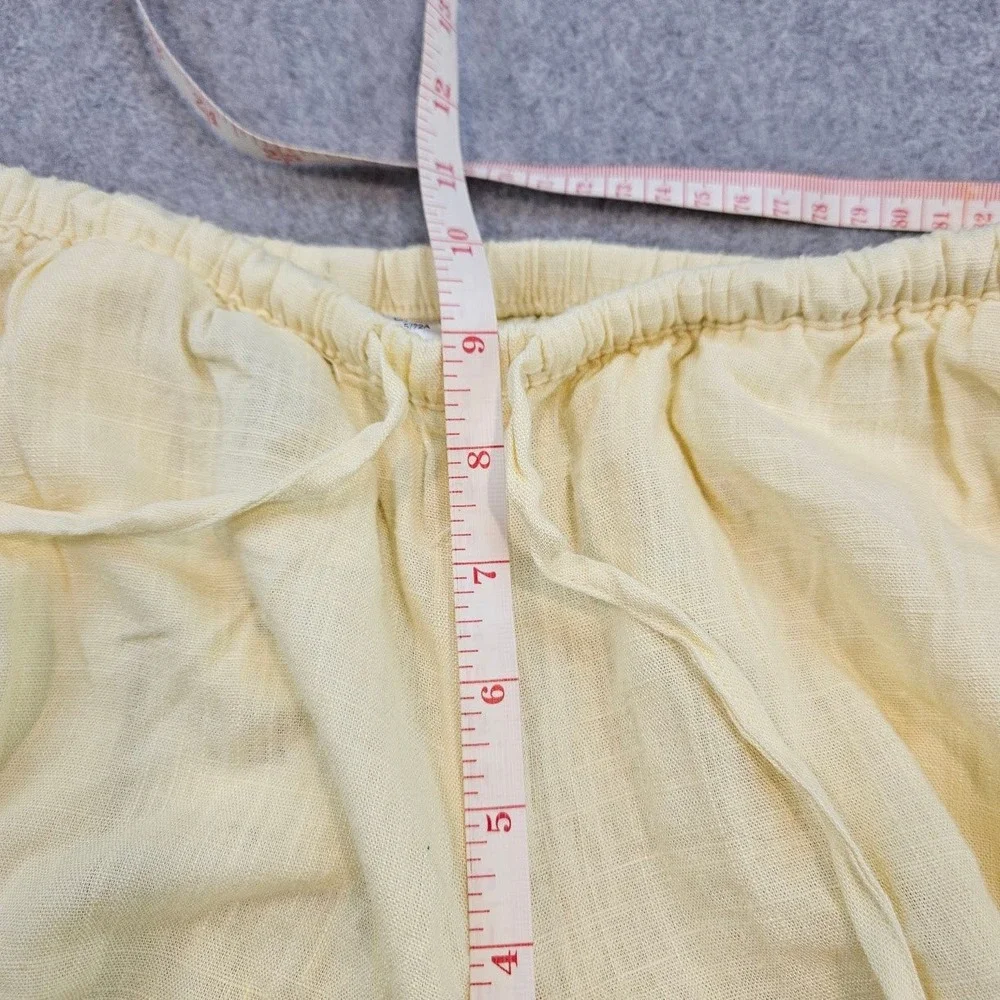 H&M DIVIDED | Yellow Linen Blend Wide Leg Drawstring Pants Size S NEW